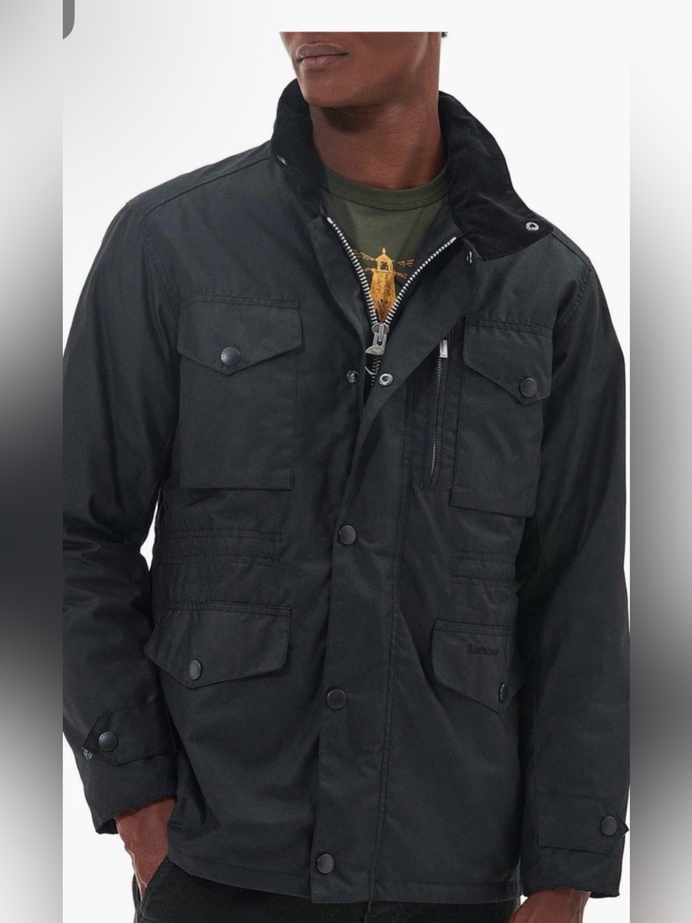 Barbour Sapper Regular Fit Weatherproof Waxed Cotton Jacket in Black